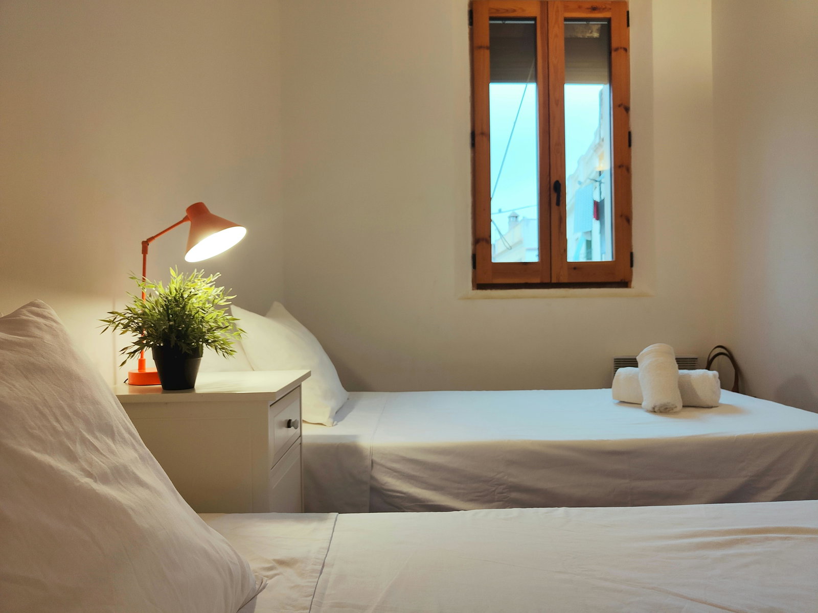 Bedroom equipped with fan and heater