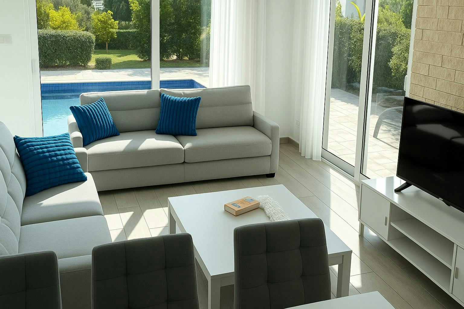 Living Room with Pool View