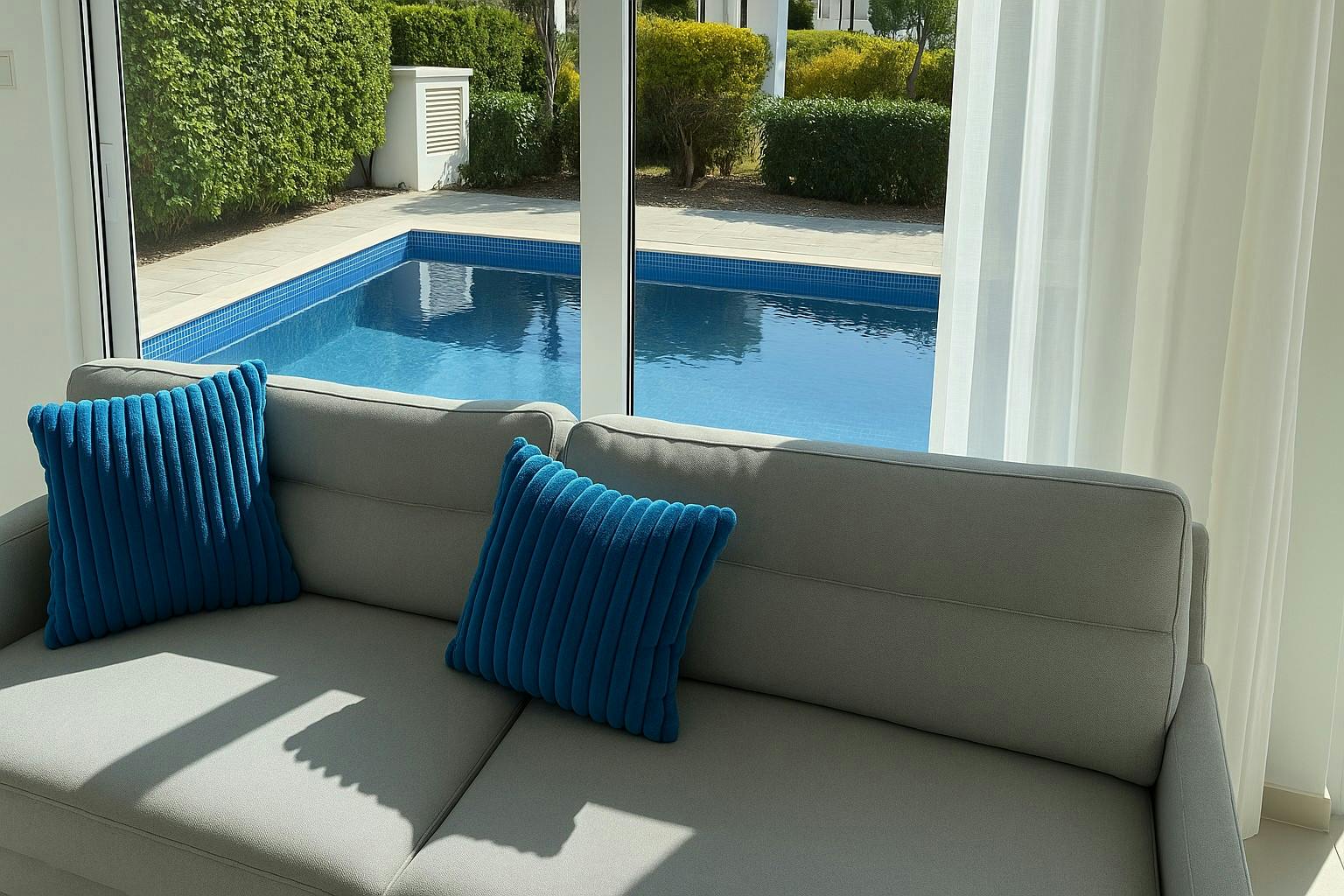 Living Room with Pool View