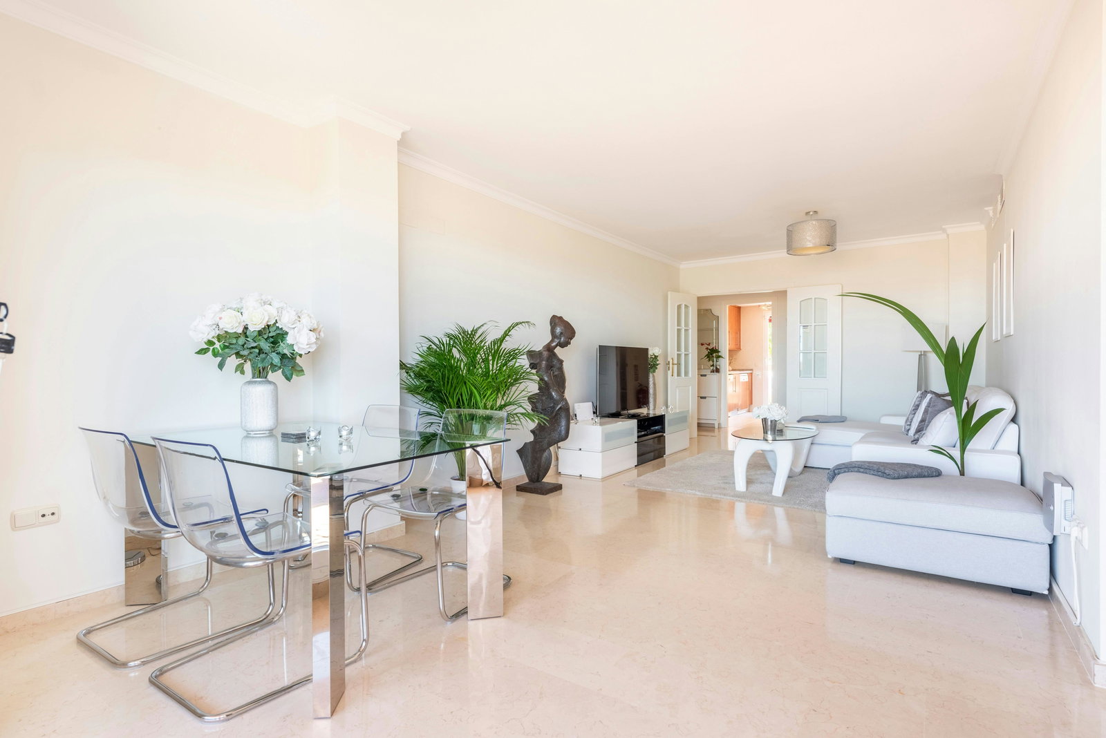 This stunning apartment has been furnished in a comfortable, bright Scandinavian