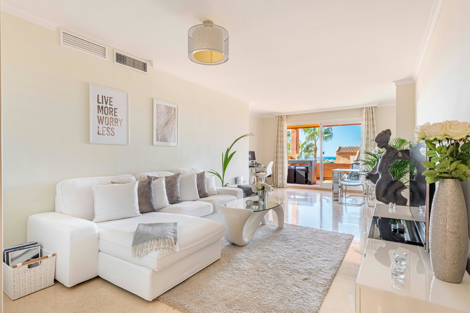 This stunning apartment has been furnished in a comfortable, bright Scandinavian