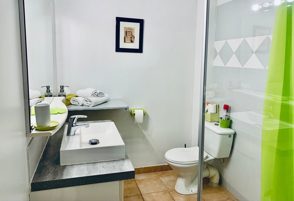 Chambre mansardée et cosy (18 m²) située au 2ème étage, vue sur jardin.