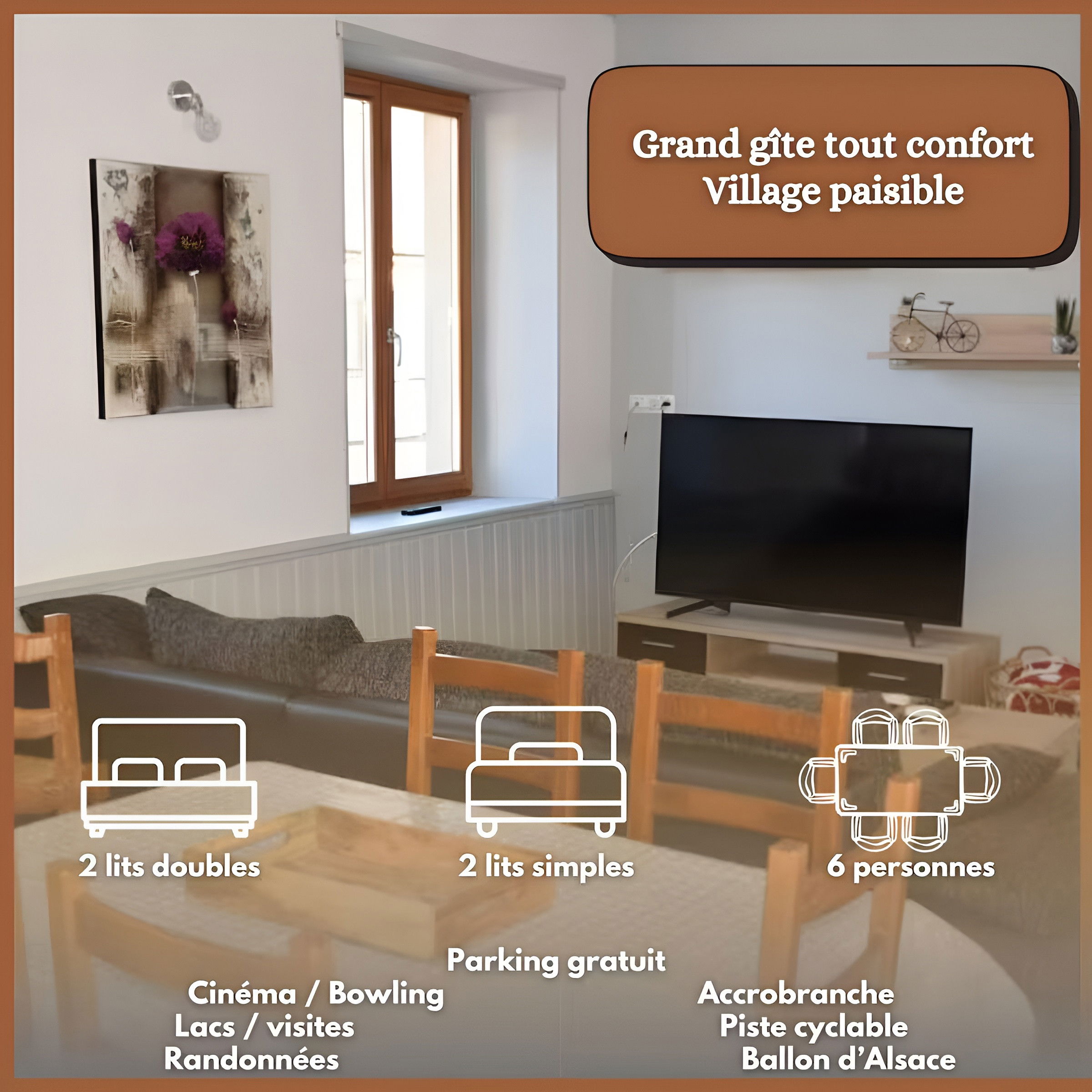 Notre gîte de village vous accueille pour un séjour alsacien, fait de randonnées en pleine nature, de visites de châteaux médiévaux, accompagnées de bonnes découvertes gastronomiques!