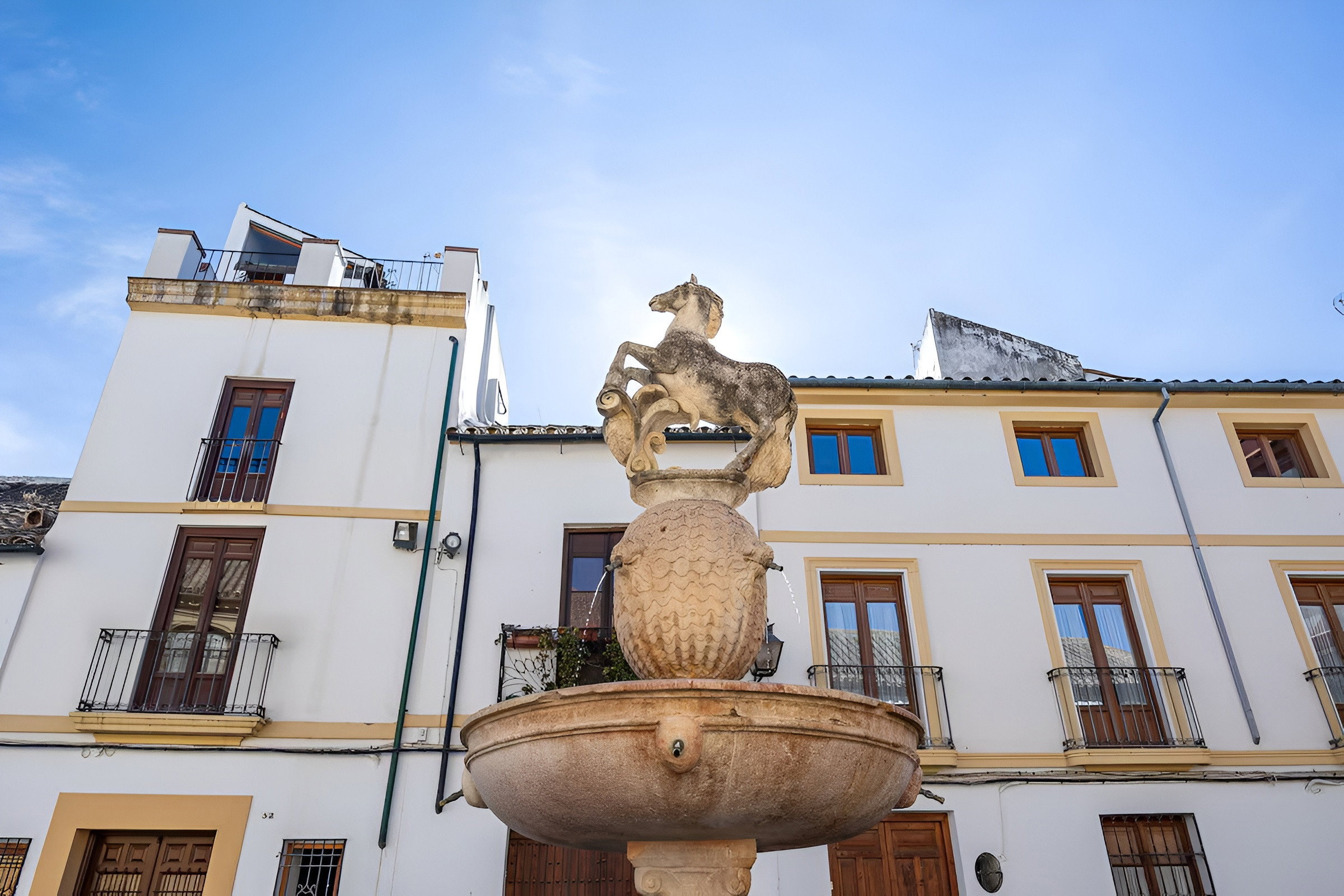 Nearby landmark, fountain.